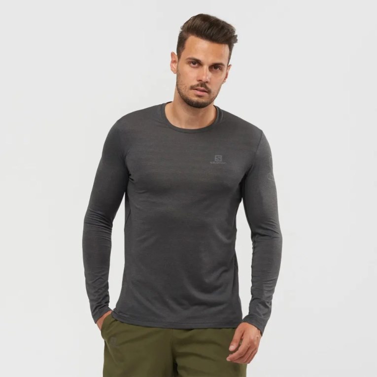 Camiseta Salomon Outline Long Sleeve Masculino Pretas | PT M17805